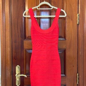 Herve Leger body-con red dress with slit on the back of the dress (never worn)